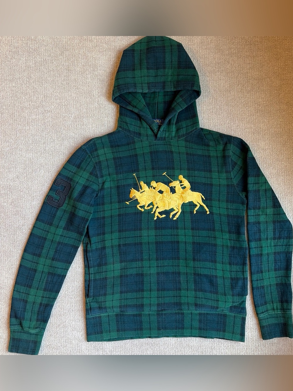 Polo Ralph Lauren Iconic Triple-Pony Tartan Fleece Hoodie - XS